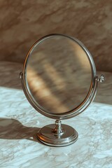 Aufkleber - A mirror sits on top of a marble countertop