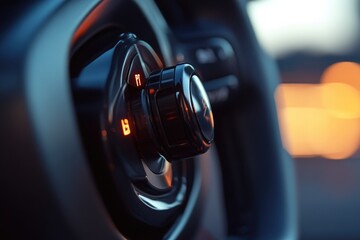 Poster - A detailed view of a vehicle's steering wheel