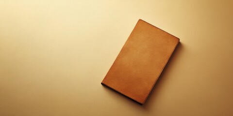 Poster - A single brown book placed on a table, perfect for depicting a cozy reading atmosphere or highlighting a favorite novel