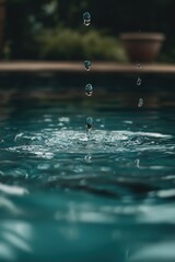Poster - A close-up shot of a pool with water droplets on the surface
