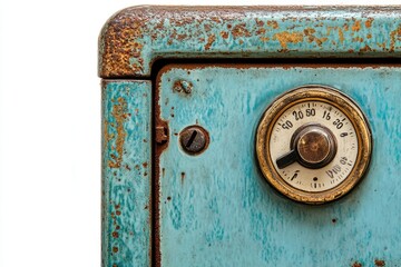 Poster - A close-up shot of a blue oven with a built-in thermometer