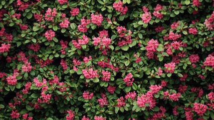 Poster - A dense cluster of pink flowers surrounded by green leaves, great for representing spring or nature themes