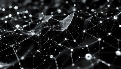 Poster - internet technology network. abstract black and white background. large amount of data. 3d rendering