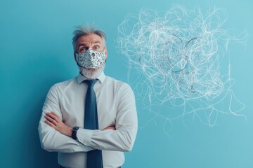 Poster - A man dressed in a shirt and tie wearing a mask, possibly for a costume party or to conceal his identity