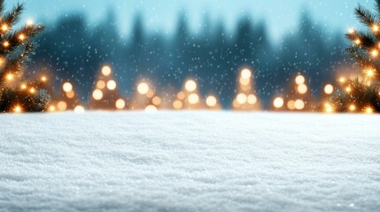 Wall Mural - snow-covered christmas tree adorned with twinkling lights