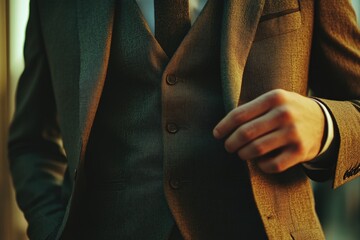 Poster - A professional man wearing a suit and tie in a formal setting