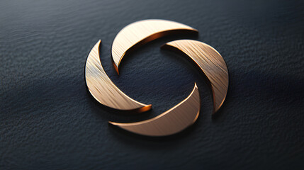 Poster - Gold circular design on a black surface.