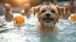 © ArpPSIqee - Pets and water activities, featuring swimming, playing with water toys, and splashing. Emphasizing fun and energetic nature. Ideal for summer-themed social media posts and pet blogs.