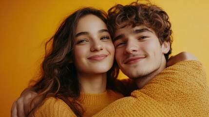 Aufkleber - A man and a woman embracing each other in a warm moment