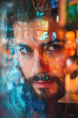 Fototapete - A detailed shot of a bearded man's face, perfect for portraits or editorial use
