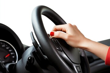 Aufkleber - A person gripping the steering wheel in a vehicle, ready to drive
