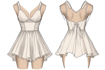 Poster - A detailed illustration of a dress with a bow on the back, perfect for fashion or design concepts