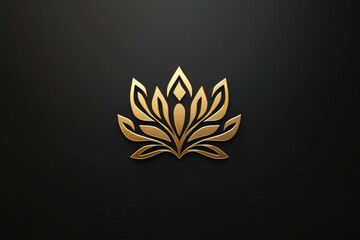 Poster - A minimalist design featuring a golden leaf icon against a dark background, perfect for branding and marketing materials