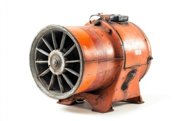 Poster - A vintage-style orange blower resting on a clean white background