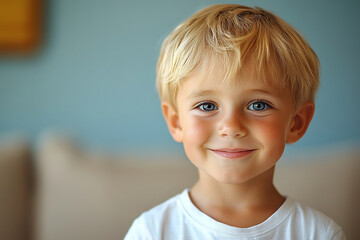 portrait of an white little boy with a smile