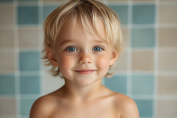 portrait of an white little boy with a smile