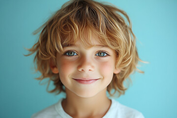 portrait of an white little boy with a smile