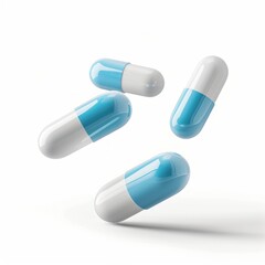 Floating blue and white capsules