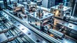 © Collection - Close-up of a complex industrial machine with intricate metal parts, featuring cylindrical rods, square blocks, and multiple circular holes, showcasing a sophisticated engineering design.
