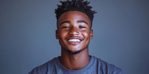 Wall Mural - Black teenager boy on a studio background