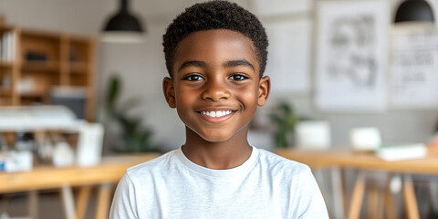 Wall Mural - Black teenager boy on a studio background