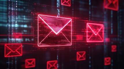 Blocking spam e-mail, warning pop-up for phishing mail, network security concept. generative ai.