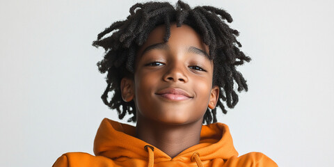 Wall Mural - Black teenager boy on a studio background