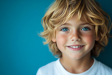 Poster - portrait of an white little boy with a smile