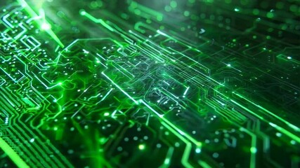 Aufkleber - Glowing Green Circuit Technology An Abstract Design of Electronics Innovation with Intricate Patterns and Digital Connectivity