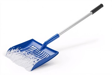 Blue Snow Shovel with Snow Pile Isolated on White Background