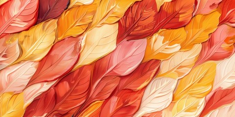  Abstract art with warm red and orange feather patterns