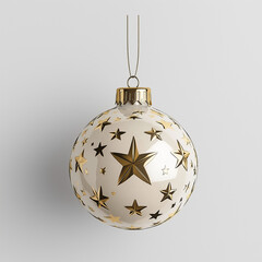 Wall Mural - hanging christmas ornaments with golden and white patterns
