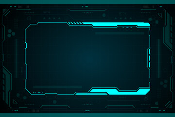 Leinwandbilder - Tech HUD Frame: Futuristic Teal Digital Interface vector technology abstract design.