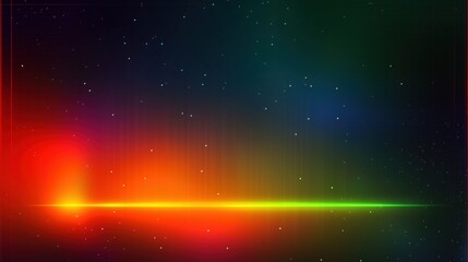 Poster - An abstract night sky scene featuring a stunning aurora borealis with gradient colors transitioning from dark blue to red, and red to green. The scene is enhanced by a soft yellow light effect and gra