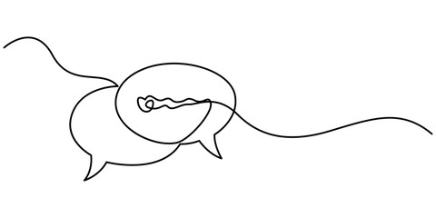 Fototapete - Speech Bubble Single Line Icon, One line message bubble on a white background. Conversational elements of an artistic message. Communication cloud, blank dialog text neat vector design