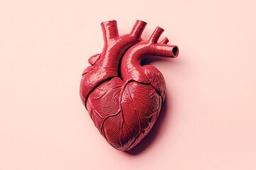 3d rendering of an anatomical heart model, showing veins and arteries, useful for medical publications or presentations