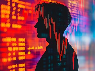 Poster - Trader Analyzing Stock Market Trends in Silhouette