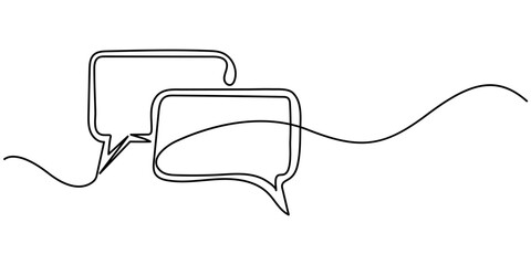 Fototapete - Speech Bubble Single Line Icon, One line message bubble on a white background. Conversational elements of an artistic message. Communication cloud, blank dialog text neat vector design