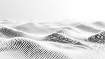 Poster - White futuristic abstract background. Wave white background. Connecting dots and lines on white background. Rendering in 4K.