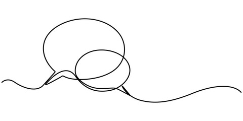 Fototapete - Speech Bubble Single Line Icon, One line message bubble on a white background. Conversational elements of an artistic message. Communication cloud, blank dialog text neat vector design