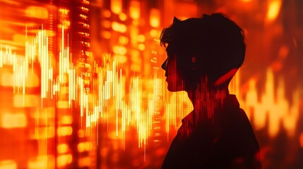 Poster - Silhouette of Trader Analyzing Market Trends