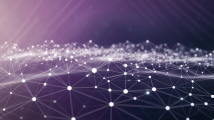 Poster - A Dynamic Digital Network of Interconnected Nodes and Connections Glowing on a Dark Background
