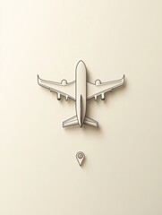 Aufkleber - An airplane icon soars towards a simple map pin, symbolizing the journey to memorable travel destinations and adventures. Generative AI