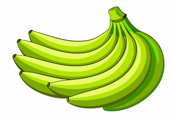 Sticker - Green bananas isolated on white