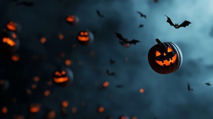 Wall Mural - halloween background with pumpkins