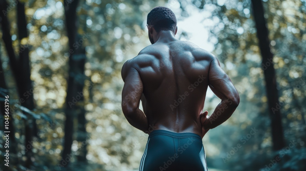 Muscle, injury and back pain after a workout or running outdoor. Man ...