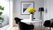 © Galeno - detailed rendering shows interior poster lamp flower vase arrangement realistic environment