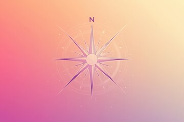 Fototapete - The design showcases a geometric compass rose with clean, sharp lines, highlighted by a subtle gradient background that enhances visibility. Generative AI