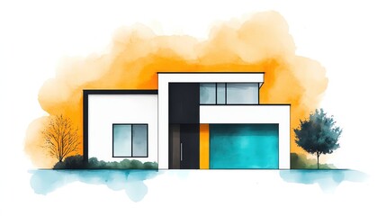 Poster - Handsketched contemporary home design