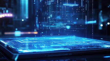 Poster - Futuristic Digital Interface with 3D Visual Effects